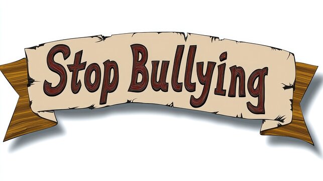 Anti bullying action: text stop bullying, call to end harmful behavior, promote kindness and respect, importance of standing up against intimidation and fostering a safe, supportive environment