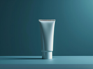 Navy Cyan Minimalist Skin Care Product Tube - tube, packaging, product, container, cream, moisturizer, lotion, skincare, cosmetic, white, blue, isolated, background, sleek, minimalist