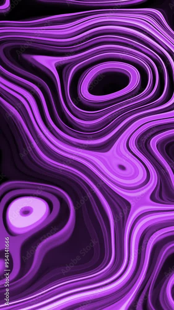 Aufkleber Bright pattern with oval lines in motion. Design. 3D pattern of moving fluid with topographic lines. Cyber liquid with topographic pattern