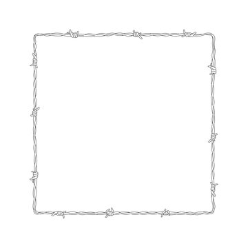 recommend clip art: Barbed wire square border frame outline vector