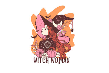  Witch woman, Halloween Witch PNG Sublimation T shirt design
