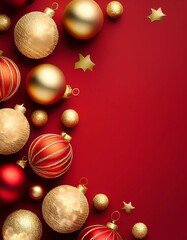 red christmas frame with with bubbles