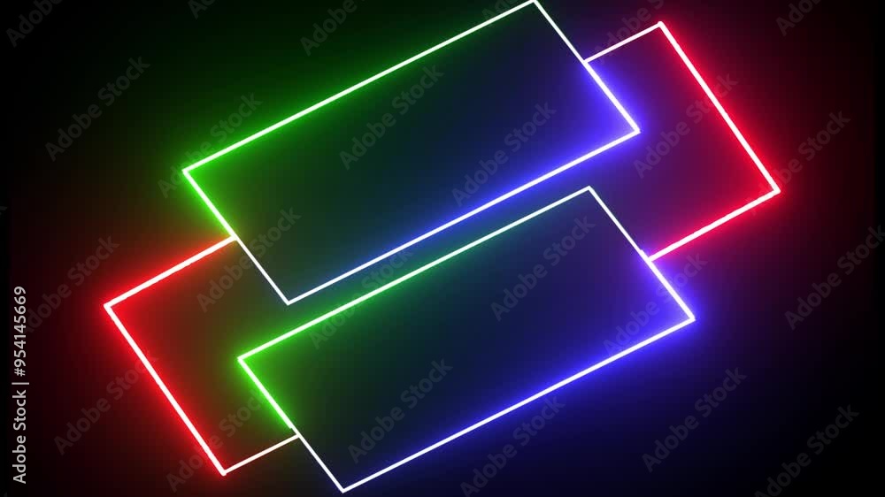 Poster abstract dynamic saber rectangle frame animation with black background. animated green and blue colo