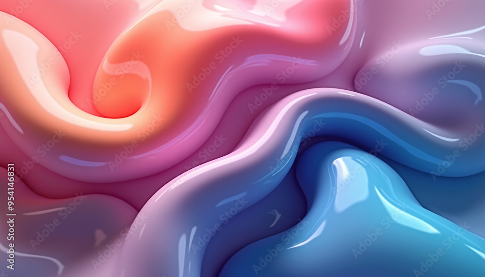 Poster abstract fluid gradient shapes with smooth color transitions creating a modern and eye-catching wall