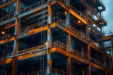 Fototapeta premium Steel Frame of a Building Under Construction | Structural Framework for Modern Architectural Projects