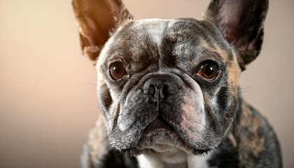 Close-up de Buldogue Francês com Pelagem Exótica e Olhar Penetrante