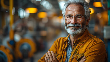 Fototapeta premium Senior White Male in Car Factory Office | Professional Portrait of Automotive Industry Leadership