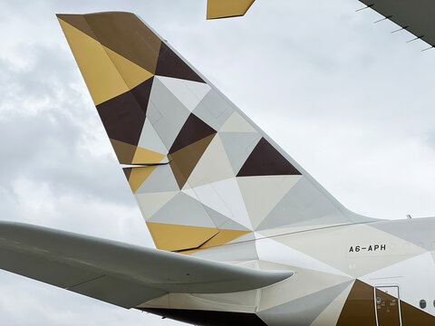 Etihad Airways Airbus A380 Aircraft Tail Logo