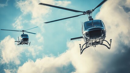 Image of helicopters flying in the sky