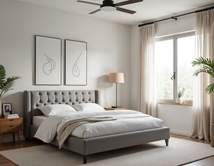 Modern and Elegant Bedroom Interior Design Featuring a Cozy Bed and Stylish Decor
