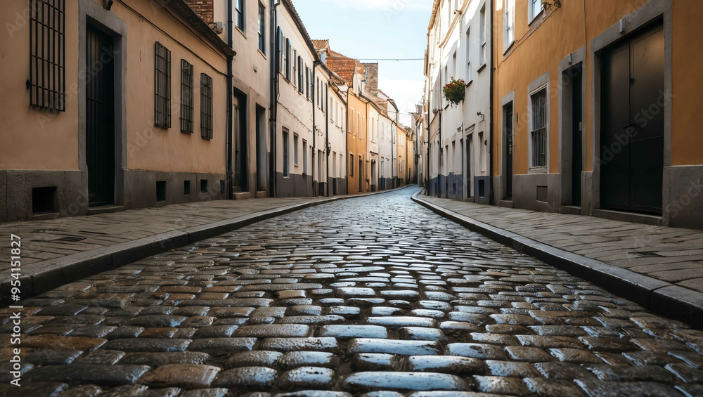 Wall mural cobblestone alleyway background