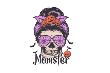 Momster Skeleton Halloween PNG Sublimation design