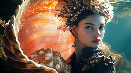 woman with a seashell