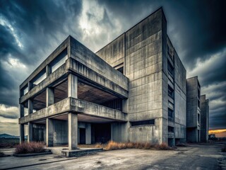 minimal industrial decay rough concrete brutalist structures moody desolate