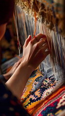 Young Woman's Hands Weaving on a Traditional Loom | Craftsmanship and Textile Art