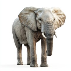 Obraz premium A large elephant stands alone on a white background