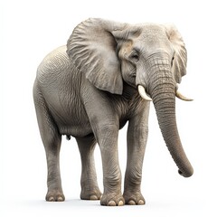 Fototapeta premium A large elephant stands alone on a white background