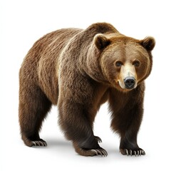 Fototapeta premium A large brown bear stands on a white background