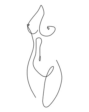 recommend clip art: Abstract minimalistic beautiful female body. Continuous line drawing with editable stroke. Modern single line art, black and white vector illustration. Woman beauty fashion concept, minimalistic style