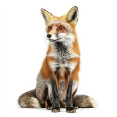 Obraz premium A fox is sitting on a white background