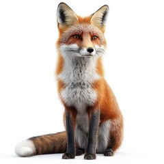 Obraz premium A fox is sitting on a white background