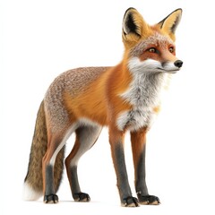Fototapeta premium A fox stands on a white background
