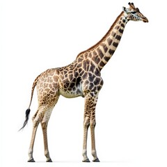 Naklejka premium A giraffe standing tall on a white background