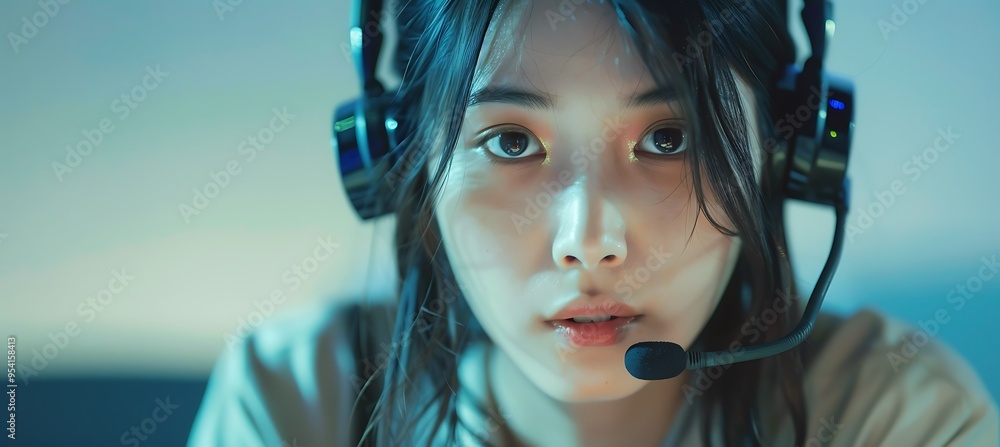 Aufkleber a call center operator consulting with the customer