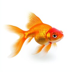 A gold and red fish swimming in a tank
