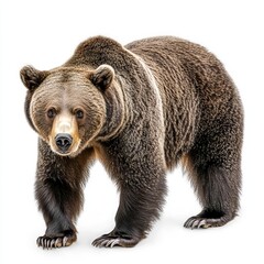 Obraz premium A large brown bear stands on a white background