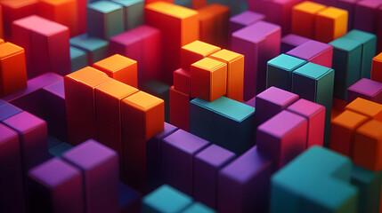 Fototapeta premium Abstract colorful geometric background of 3d cubes.