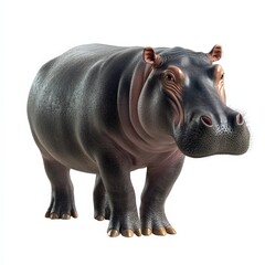 Fototapeta premium A large black and white hippo standing on a white background