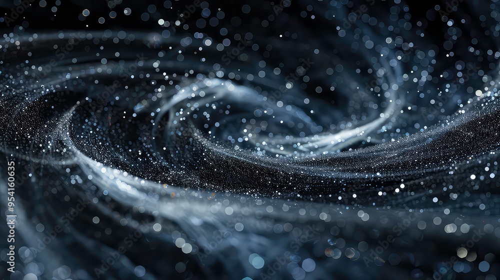 Canvas Prints abstract bokeh background of swirling white lights on a black surface.