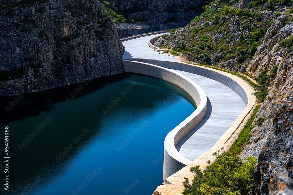 Aufkleber cost-effective hydropower and sustainable energy are showcased in a minimalist design focusing on th