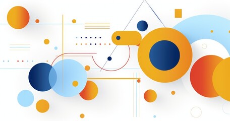 Obraz premium Abstract design featuring colorful geometric shapes and lines.