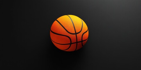 A Single Basketball on a Black Background