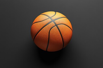 Fototapeta premium Orange basketball with black seams on black background