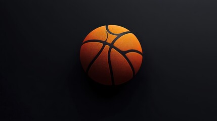 Fototapeta premium Close-up of an orange basketball with black lines against a dark background