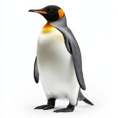 A penguin stands on a white background