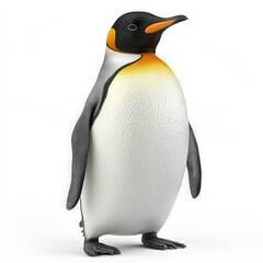 A penguin stands on a white background