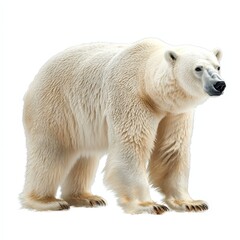 A polar bear stands on a white background