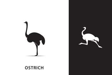 Ostrich silhouette logo design, Ostrich logo with minimalist design, ostrich vector.