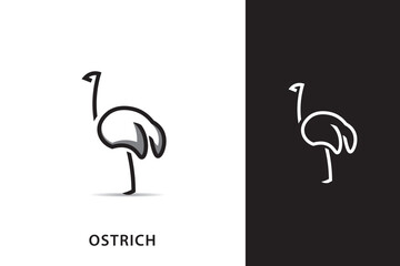 Ostrich silhouette logo design, Ostrich logo with minimalist design, ostrich vector monoline.