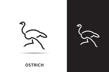 Ostrich silhouette logo design, Ostrich logo with minimalist design, ostrich vector monoline.