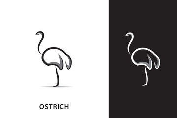 Ostrich silhouette logo design, Ostrich logo with minimalist design, ostrich vector monoline.