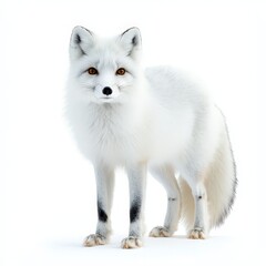 Obraz premium A white fox stands in front of a white background
