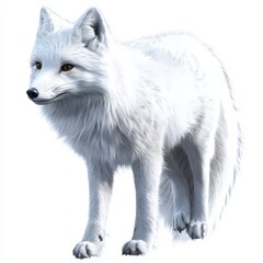 Fototapeta premium A white fox is standing on a white background