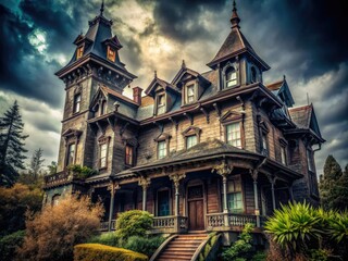 Obraz premium Gloomy Abandoned Haunted Mansion Macro Details