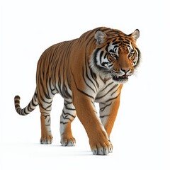 Obraz premium A tiger is walking on a white background