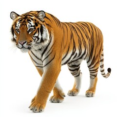Obraz premium A tiger is walking on a white background